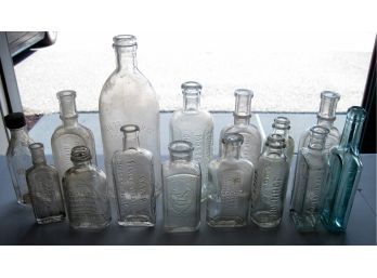 Lot Of 15 Interesting Antique Bottles All With Embossed Lettering (Lot 2)
