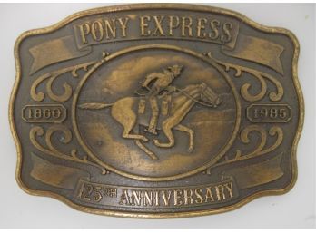 Pony Express 125th Anniversary Bronze Belt Buckle By Historic Providence 1985