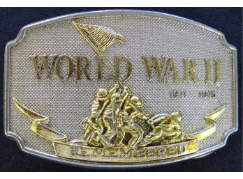 World War II Remembered Military Belt Buckle
