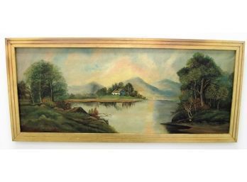 Antique Hudson River Landscape Oil Painting