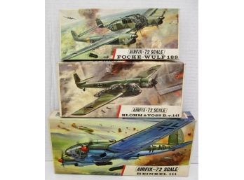 Lot Of 3 Vintage Never Assembled Airfix 72 Scale Combat Planes Model Kits