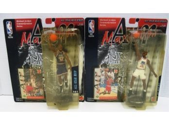 Pair Of 1999 Mattel Maximum Air Michael Jordan Commemorative Series All Star MVP Limited Edition Figurines