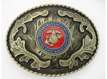 United States Marine Corps Department Of The Navy Large Metal Belt Buckle