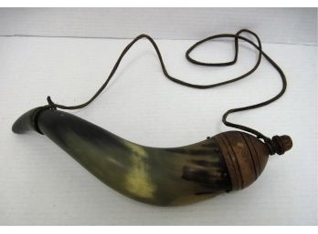Antique 14' Powder Horn With Leather Strap