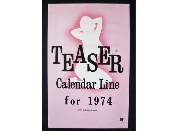Rare Teaser Calendar Line For 1974 Salesman Sample Peek A Boo Pin Up Calendar Samples