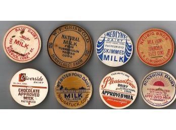 Lot Of 8 Vintage Connecticut Milk Bottle Caps Some Rare