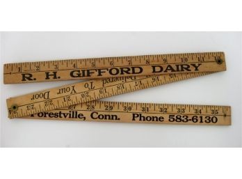 Very Rare Vintage R.H Gifford Dairy Forestville Connecticut Yard Long Folding Advertising Ruler