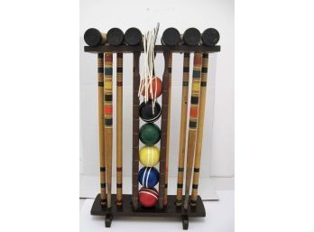 Vintage Wooden Croquet Set Complete