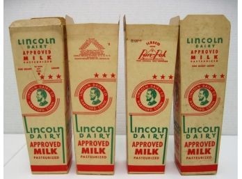 Lot Of 4 Vintage Lincoln Dairy Hartford Connecticut 1 Quart Milk Cartons