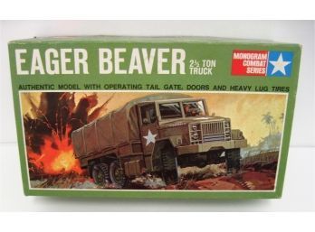 Vintage 1966 Monogram Combat Seried Eager Beaver U.S Army Cargo Truck Never Assembled Model Kit