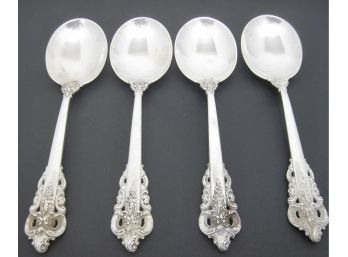 Set Of 4 Wallace Sterling Silver Grand Baroque 6 1/4' Soup Spoons 180 Grams
