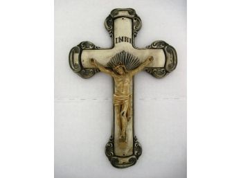 Vintage Circa 1930s I.C.H Co  10'  Metal Jesus Crusifix Cross
