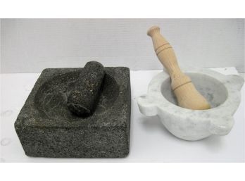 Pair Of Mortar And Pestles  Granite & Marble