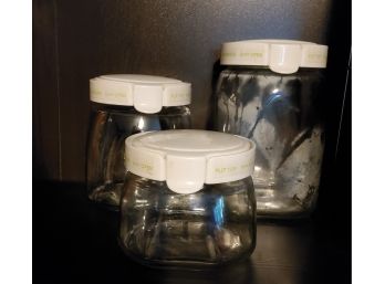 Set Of 3 Flip Top Glass Food Storage Containers