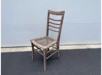 Antique Caned Ladder Back Chair In Original Finish