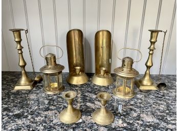 Four Pair Of Brass Candle Holders