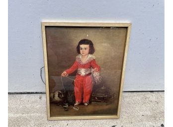 Mid Century Custom Framed Print Of 'Boy In Red'