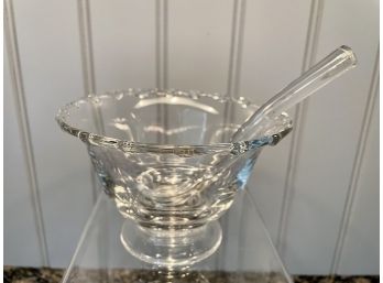 Crystal Clear Glass Condiment Bowl With Heavy Glass Spoon
