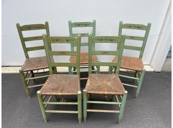 Set Of Five Mid Century Stenciled Chairs