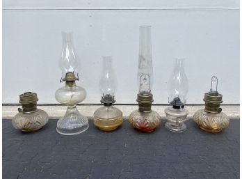 Six Antique Oil Lamps