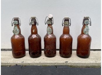 Five Vintage Grolsch Beer Bottles With Swing Tops