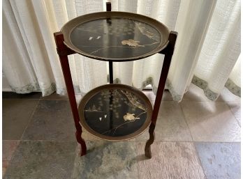 Vintage Japanese Folding Two Tier Tray Table