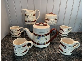 1970's Atlantic Mold Ceramic Coffee Service With Four Mugs