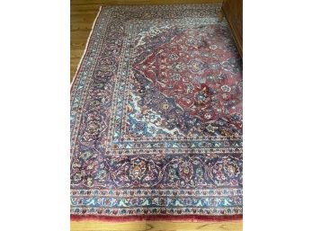 Persian Wool Carpet In Muted Red Blue And Ivory