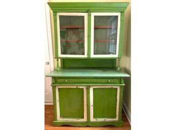 Rustic Country Cabinet In Green And Cream