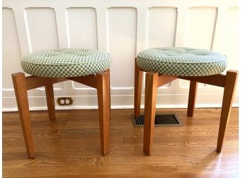 Pair Jens Risom Stools In Pucci Upholstery Made For The Glass House