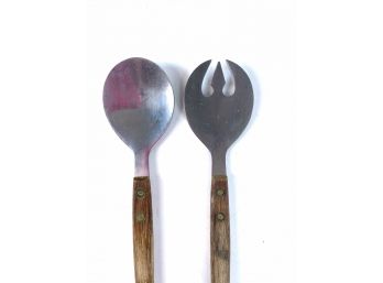 Mid Century Vintage Stainless Steel 2pc Serving Set From Japan
