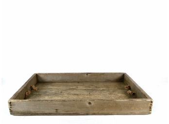 Vintage Wooden Farm Tray With Rope Handles