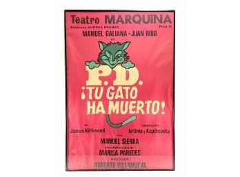 Rare Vintage - Teatro Marquina (Madrid) Poster - PD Tu Gato Ha Muerto
