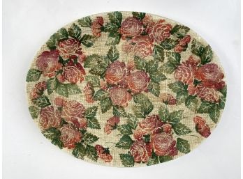 Hand Painted And Textured Italian Ceramic Large Floral Motif Platter*