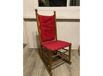 Ladder Back Small Red Cushioned Rocking Chair