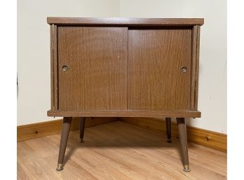 Vintage Mid Century Modern Danish Oak Record Holder Cabinet