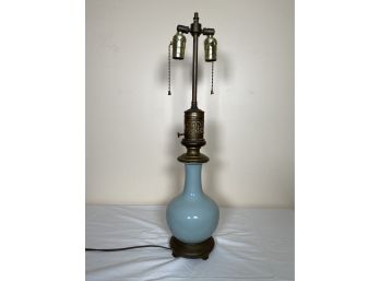 Vintage French Blue Porcelain Lamp