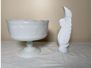Cleveland Milk Glass Footed Candy Dish