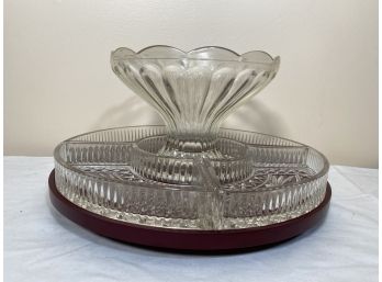 Vintage Fifth Avenue Crystal Serving Dish With Lazy Susan