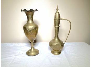 Pair Of Vintage Brass Vessels
