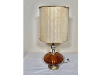 Mid Century Modern Amber Glass Table Lamp