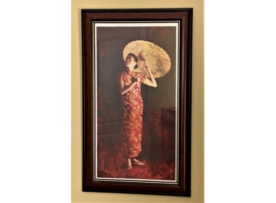 Sign Photographic Print Of  An Oriental Woman With A Parasol