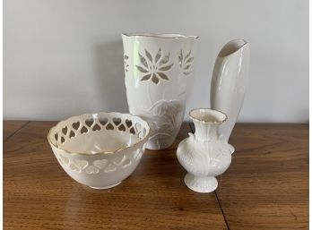 Three Lenox Vases & Small Bowl