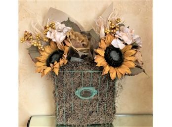 Decorative Sunflower Floral Arrangements In A Tin Planter