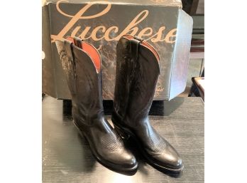 Women's Like New Lucchese Black Leather Cowboy Boots - Size 8