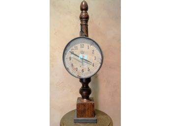 Decorative Clock Mounted On A Vintage Wood Stand