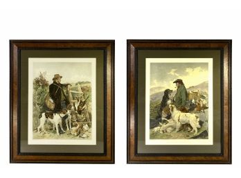 Pair - The Scotch & English Gamekeeper - F.Stackpoole Engravings After Ansdell Matted & Framed Behind UV Glass