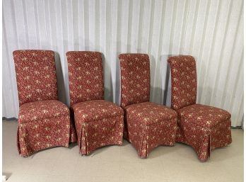 (4) 'Trunk Up' Elephant Inspired Upholstered Skirted Chairs