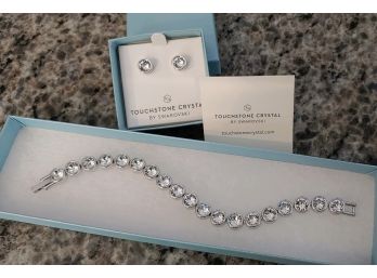 Gorgeous TouchStone Crystal By SWAROVSKI White Ice Bracelet And Crystal Ice Earrings Set