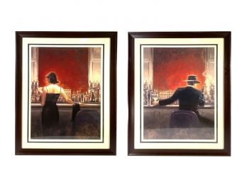 Pair - Brent Lynch Cigar Bar Prints - Professionally Framed And Matted Behind Glass